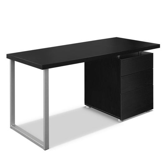 Artiss Metal Desk with 3 Drawers - Black