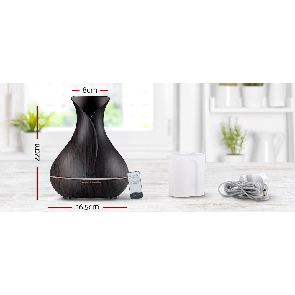 Devanti 400ml 4 in 1 Aroma Diffuser with remote control- Dark Wood