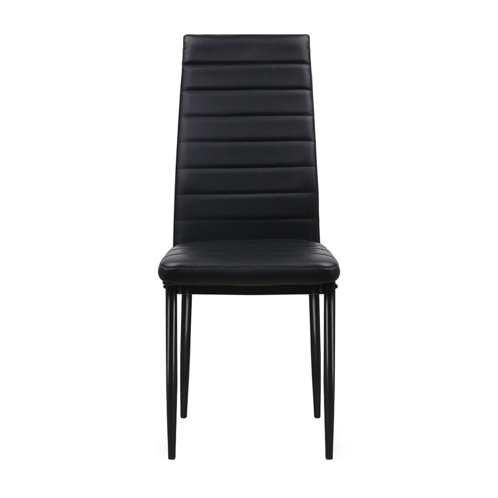 Artiss Set of 4 Dining Chairs PVC Leather - Black