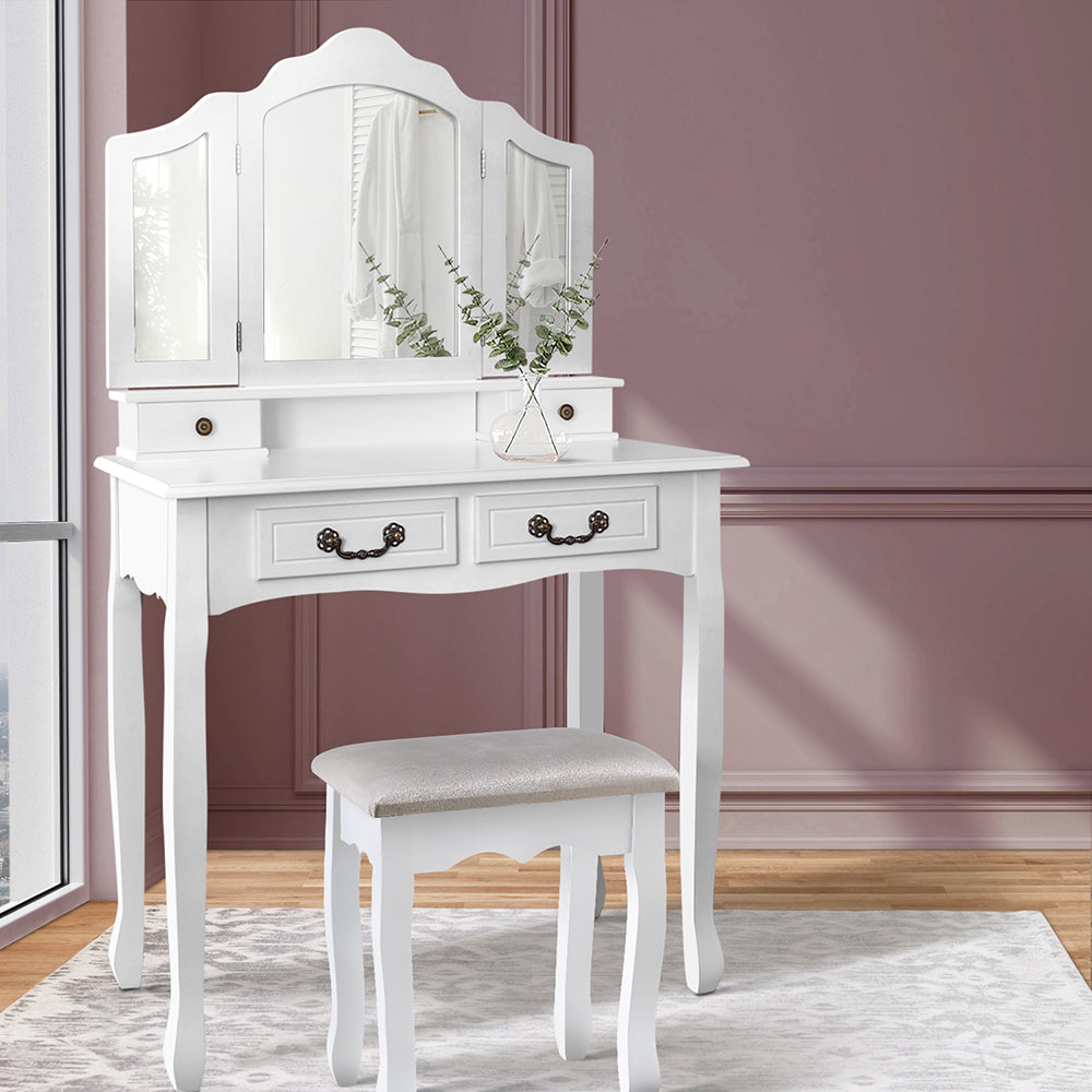 Artiss Dressing Table with Mirror - White