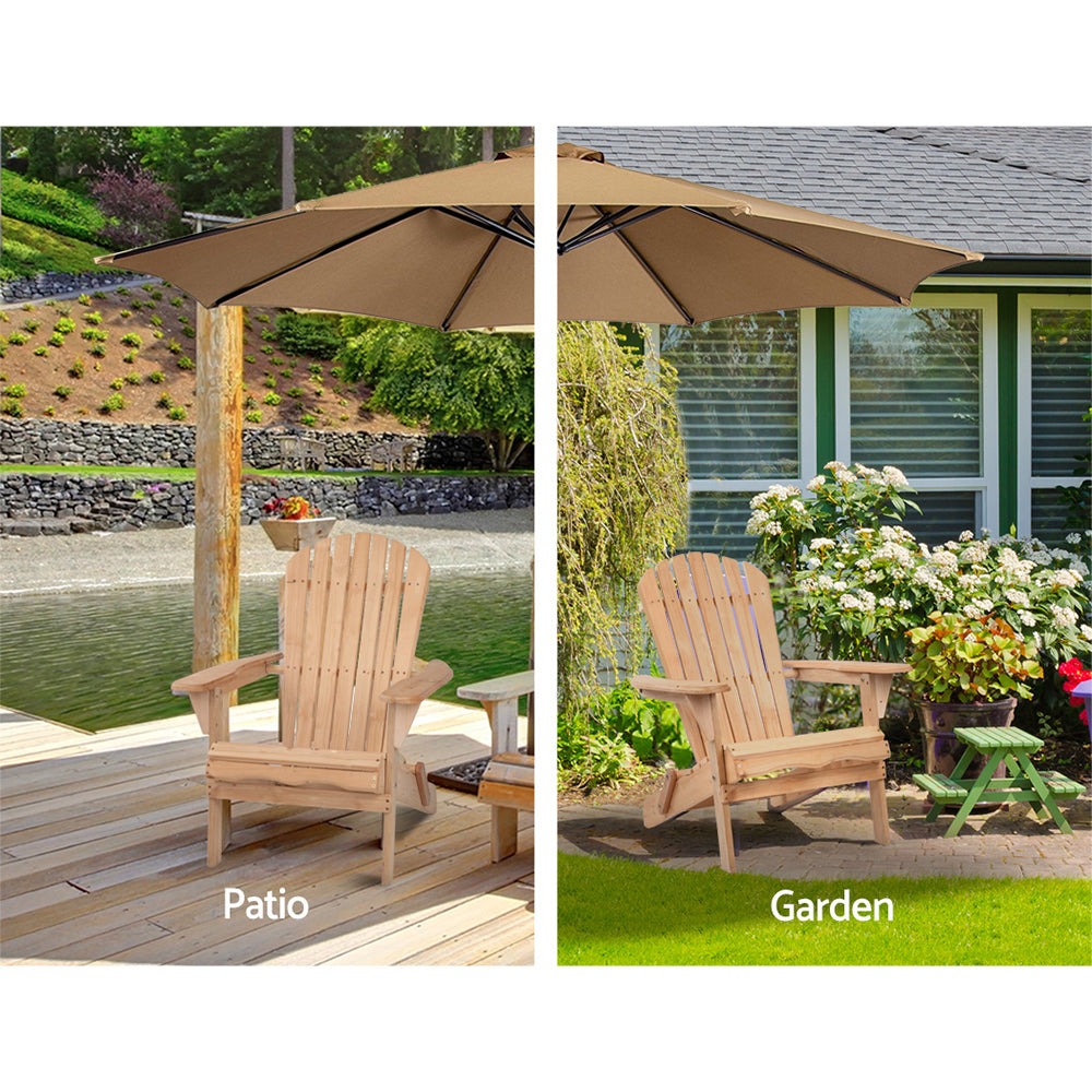 Gardeon Set of 2 Patio Furniture Outdoor Chairs Beach Chair Wooden Adirondack Garden Lounge