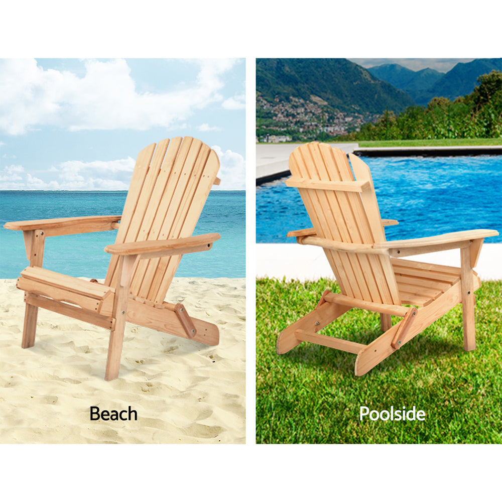 Gardeon Set of 2 Patio Furniture Outdoor Chairs Beach Chair Wooden Adirondack Garden Lounge