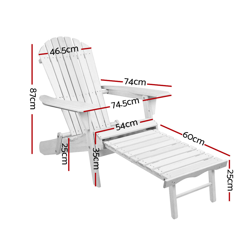 Gardeon Set of 2 Outdoor Sun Lounge Chairs Patio Furniture Lounger Beach Chair Adirondack