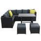 Gardeon Outdoor Furniture Patio Set Dining Sofa Table Chair Lounge Wicker Garden Black