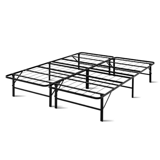 Artiss Folding Queen Metal Bed Frame - Black