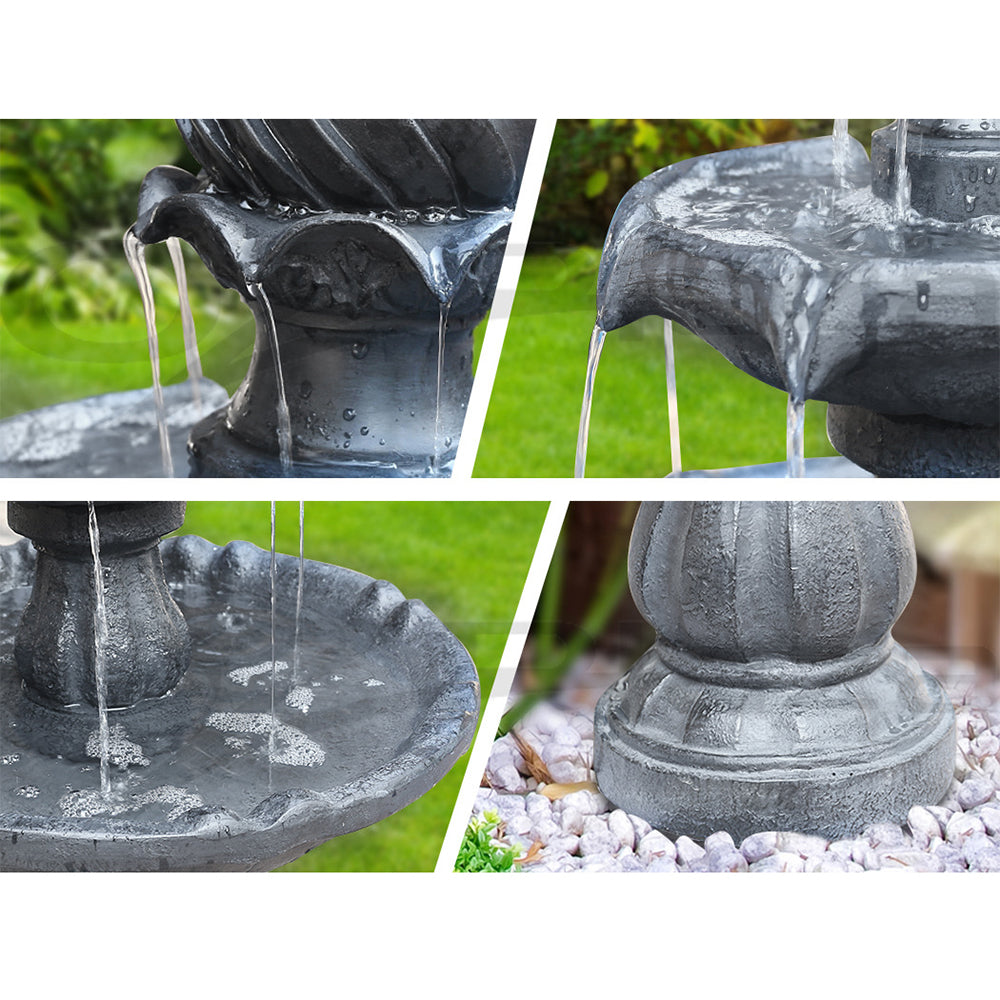 Gardeon 3 Tier Solar Powered Water Fountain - Black