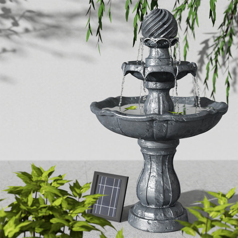 Gardeon 3 Tier Solar Powered Water Fountain - Black