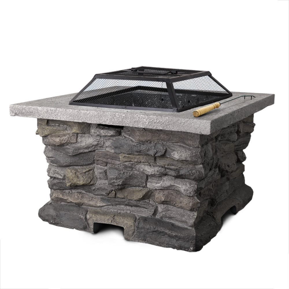 Grillz Stone Base Outdoor Patio Heater Fire Pit Table