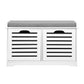 Artiss Fabric Shoe Bench with Drawers - White & Grey