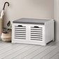 Artiss Fabric Shoe Bench with Drawers - White & Grey