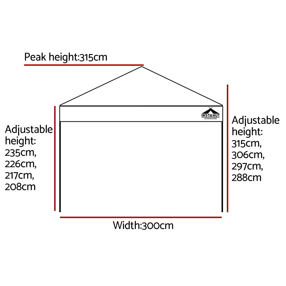 Instahut Gazebo Pop Up Marquee 3x3m Outdoor Tent Folding Wedding Gazebos Black