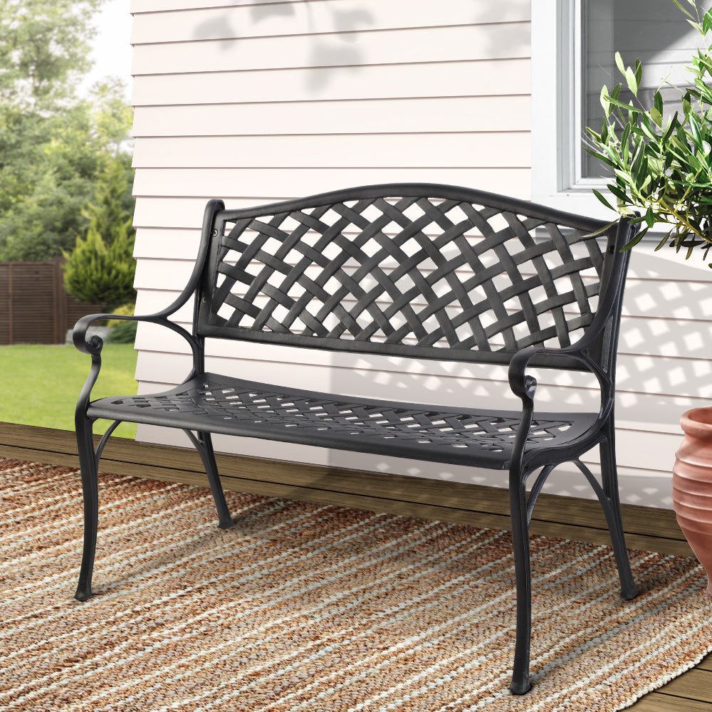 Gardeon Steel Modern Garden Bench - Black