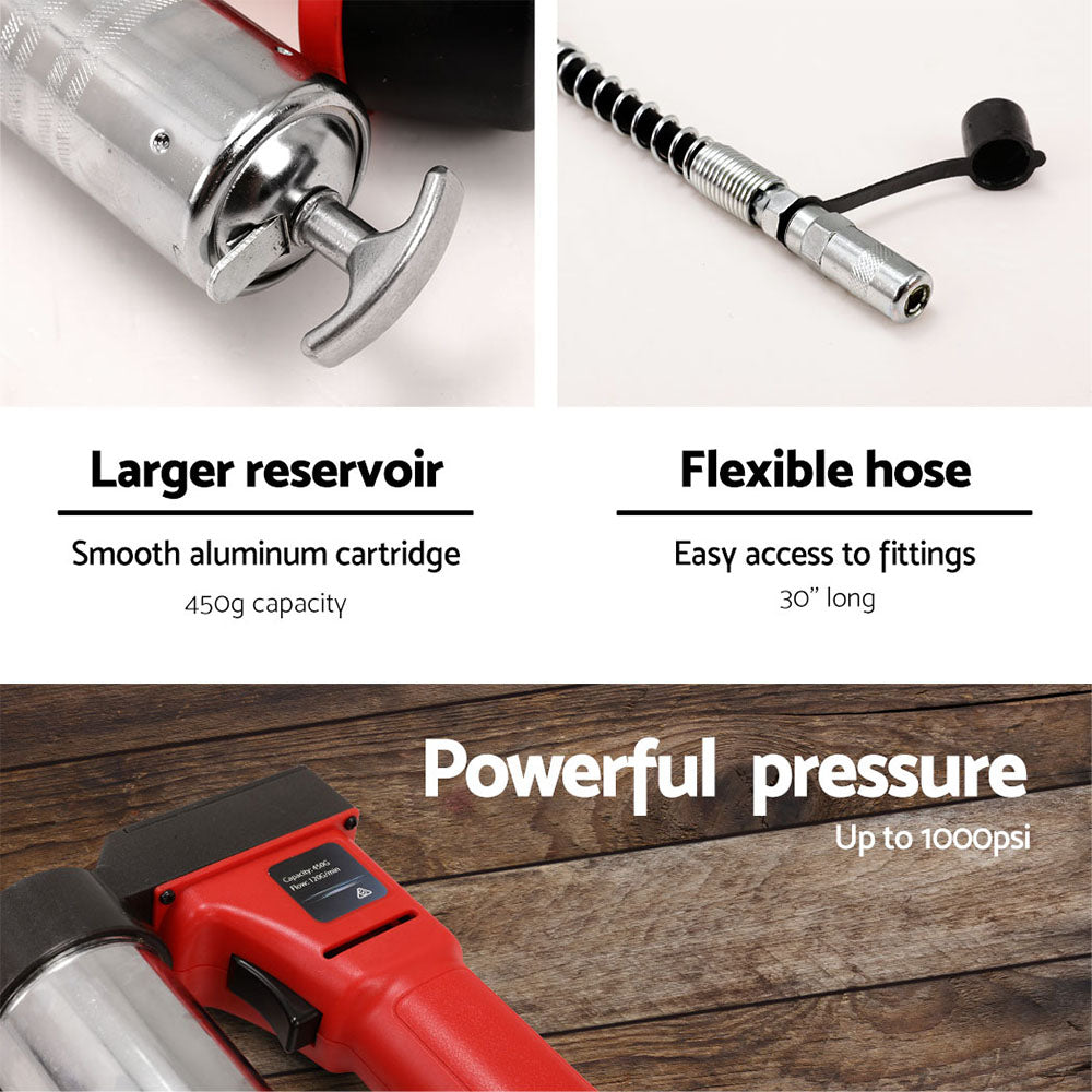 Giantz 20V Rechargeable Cordless Grease Gun - Red