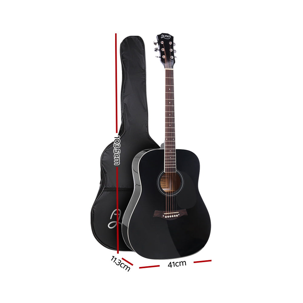 ALPHA 41 Inch Wooden Acoustic Guitar Black