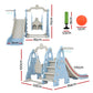 Keezi Kids Slide 170cm Extra Long Swing Basketball Hoop Toddlers PlaySet Blue