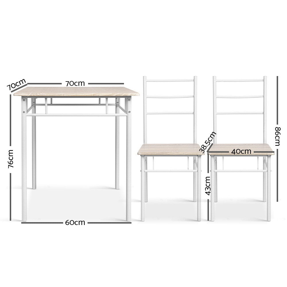 Artiss 3 Piece Dining Set - Natural