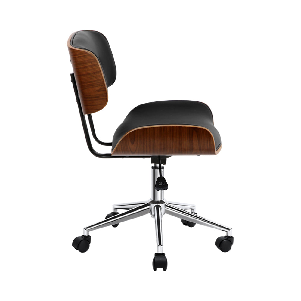 Artiss Wooden Office Chair Black Leather