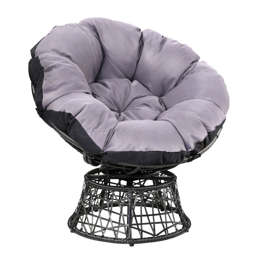 Gardeon Outdoor Papasan Chairs Lounge Setting Patio Furniture Wicker Black