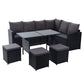 Gardeon Outdoor Furniture Dining Setting Sofa Set Wicker 9 Seater Storage Cover Black