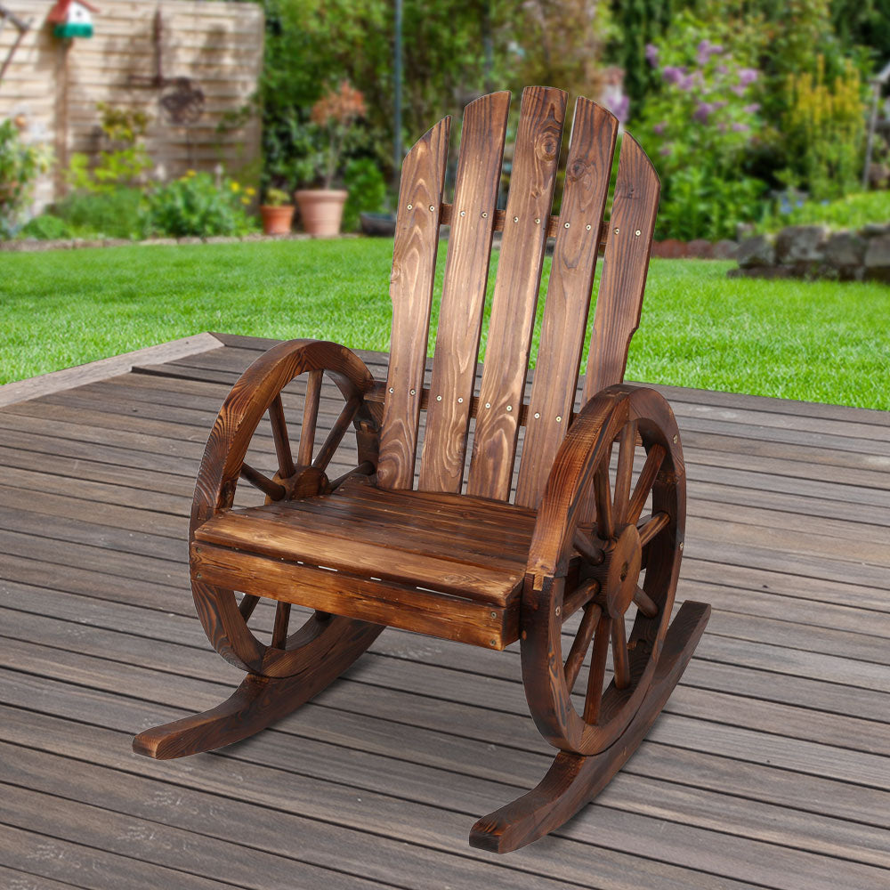 Gardeon Wagon Wheels Rocking Chair - Brown