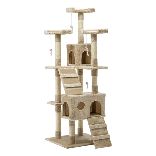 i.Pet Cat Tree 180cm Trees Scratching Post Scratcher Tower Condo House Furniture Wood Beige