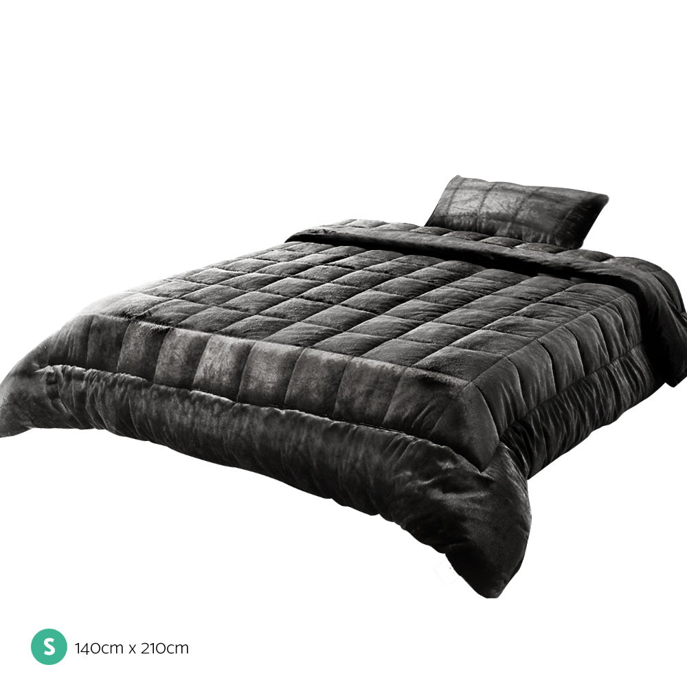 Giselle Bedding Faux Mink Quilt Single Size Charcoal