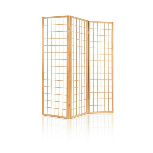 Artiss Room Divider Screen Wood Timber Dividers Fold Stand Wide Beige 3 Panel