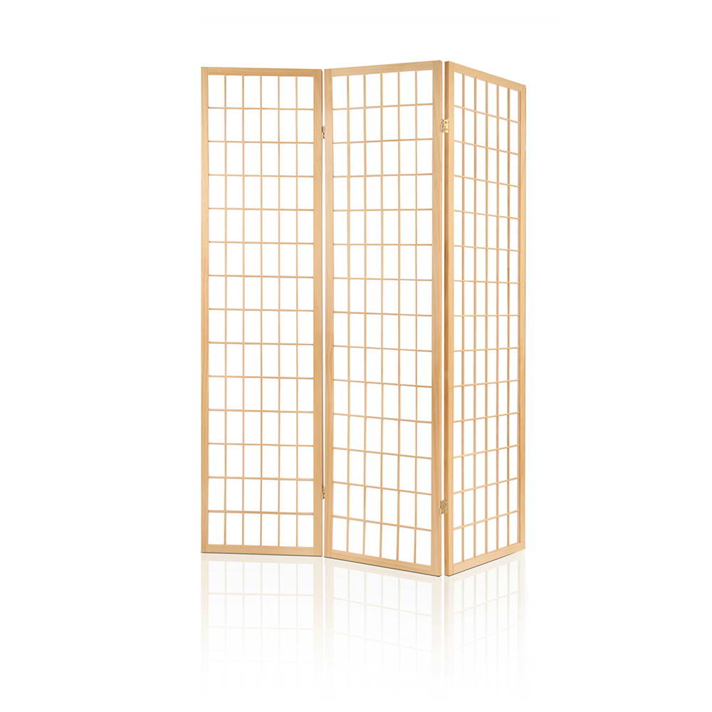 Artiss Room Divider Screen Wood Timber Dividers Fold Stand Wide Beige 3 Panel