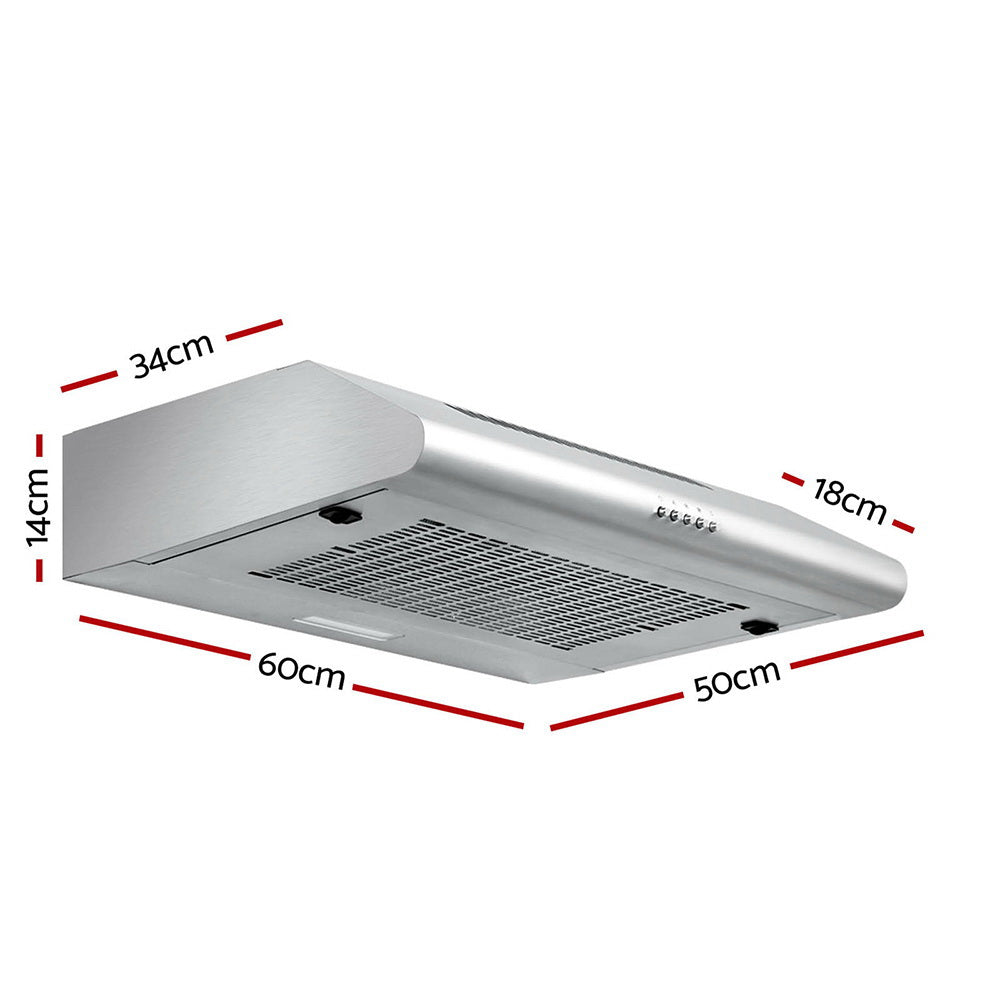 DEVANTI Fixed Range Hood Rangehood Stainless Steel Kitchen Canopy 60cm 600mm