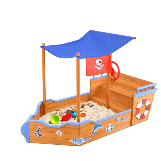 Keezi Boat Sand Pit With Canopy