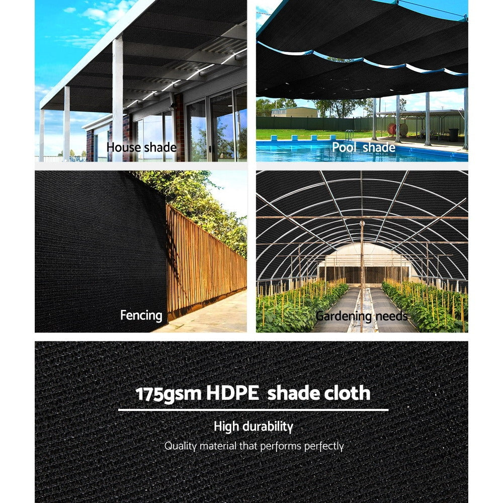 Instahut 70% UV Sun Shade Cloth Shadecloth Sail Roll Mesh Garden Outdoor 3.66x30m Black