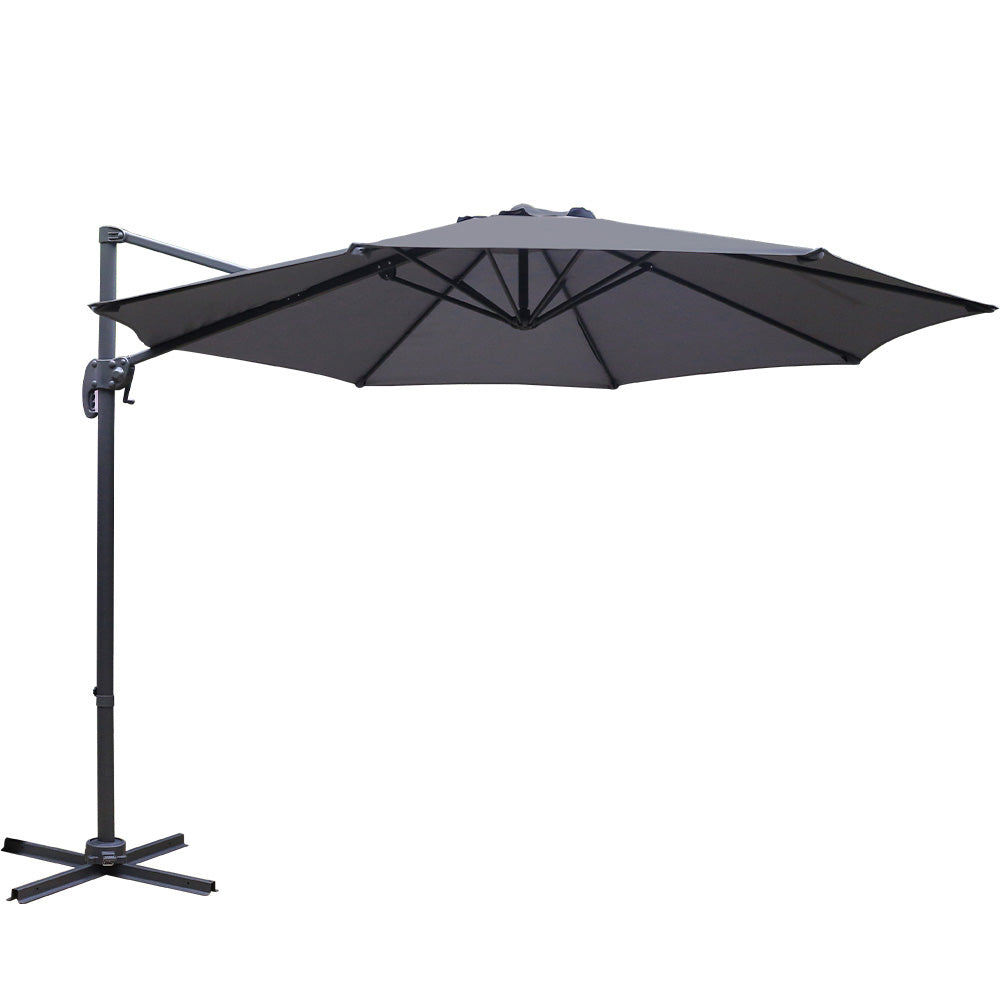 Instahut Outdoor Umbrella 3M Roma Cantilever Beach Furniture Garden 360 Degree Charcoal