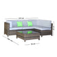 Milano Decor 5 Piece Outdoor Sofa Set Rattan Oatmeal Black Patio Garden Lounge