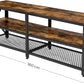 TV Stand for TV Steel Frame up to 178 cm with Shelves for Living Room and Bedroom Furniture Rustic Brown and Black