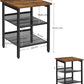 Industrial Set of 2 Bedside Tables with Adjustable Mesh Shelves Rustic Brown and Black