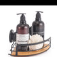 2 Pack Round Bamboo Corner Shower Caddy Shelf Basket Rack with Premium Vacuum Suction Cup No-Drilling for Bathroom and Kitchen