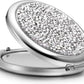 Mini Mix Diamond 1X/2X Magnifying Round Metal Pocket Makeup Mirror (Silver)