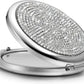 Mini Small Diamond 1X/2X Magnifying Round Metal Pocket Makeup Mirror (Silver)
