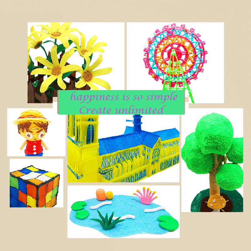 USB 3D Printing Pen Drawing Pen Printer +LCD Screen +3 Free Filaments Kid Gift Yellow