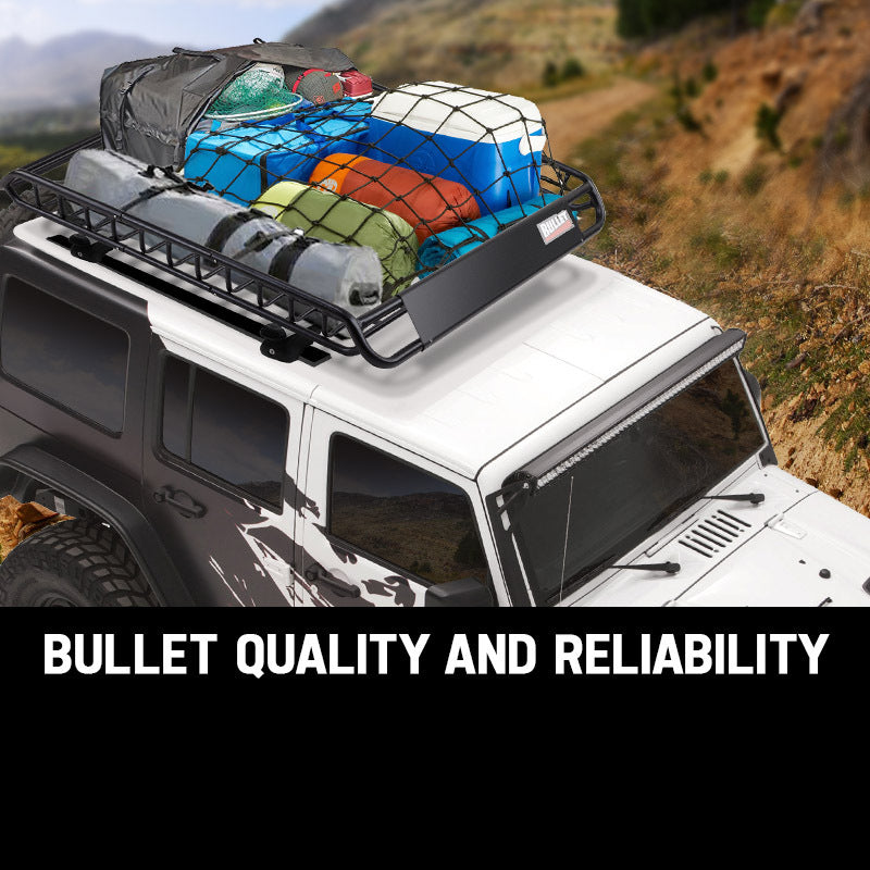 BULLET Car Roof Rack, 123 x 102 x 12cm Universal Luggage Carrier Steel Cage Vehicle Cargo