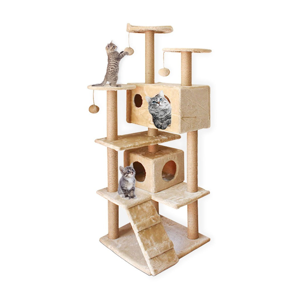 FLOOFI 150cm Plush Cat Condo Cat Tree Beige FI-CT-157-BJ