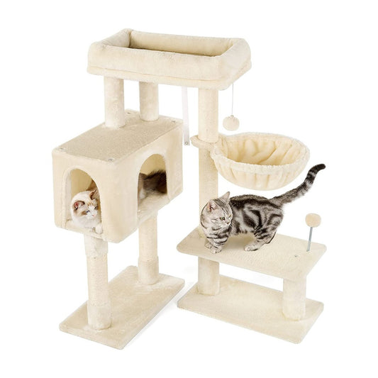 Floofi 97cm Adjustable Base Plush Cat Tree Brown FI-CT-164-ZZ