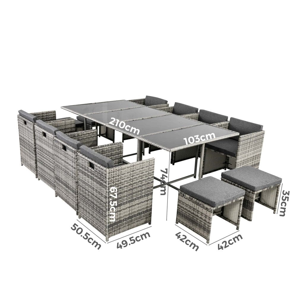 Bali 13PC  Outdoor Dining Set – Grey