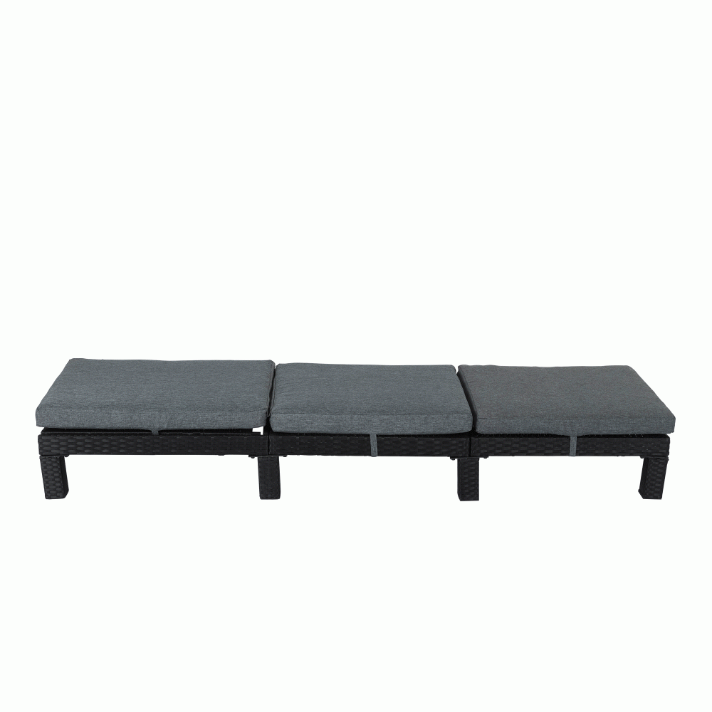Black Rattan Sunbed with Adjustable Recline