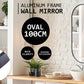 La Bella Black Wall Mirror Oval Aluminum Frame Makeup Decor Bathroom Vanity 45 x 100cm