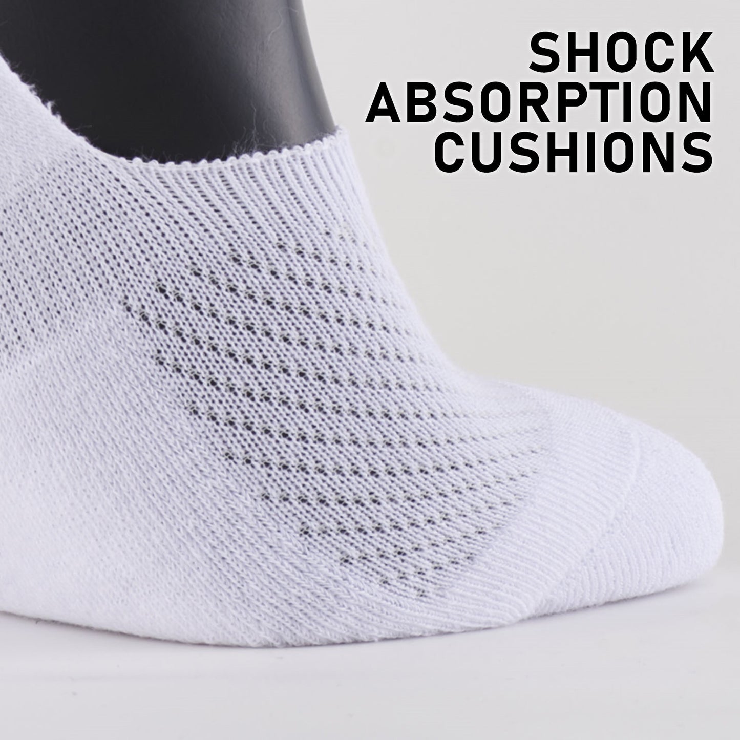 Rexy 3 Pack Large White Cushion No Show Ankle Socks Non-Slip Breathable