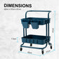 Kandoka 2 Tier Blue Trolley Cart Storage Utility Rack Organiser Swivel Kitchen