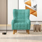 Armchair High back Lounge Accent Chair Designer Printed Fabric with Wooden Leg