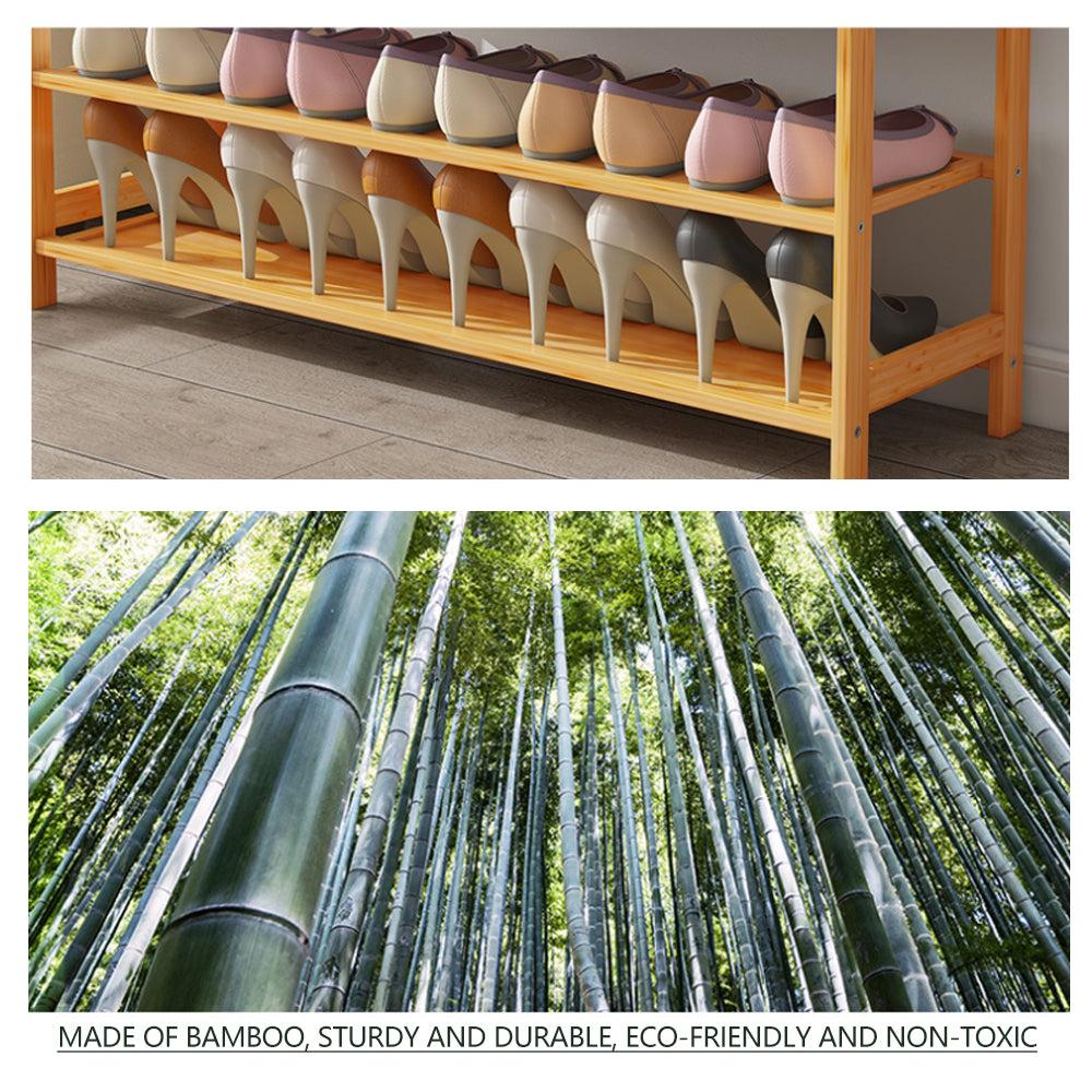 Multi-layers Bamboo Shoe Rack Storage Organizer Wooden Flower Stand Shelf(3 Layers)