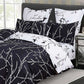 Tree Reversible Queen Size Bed Quilt/Duvet Cover Set Black